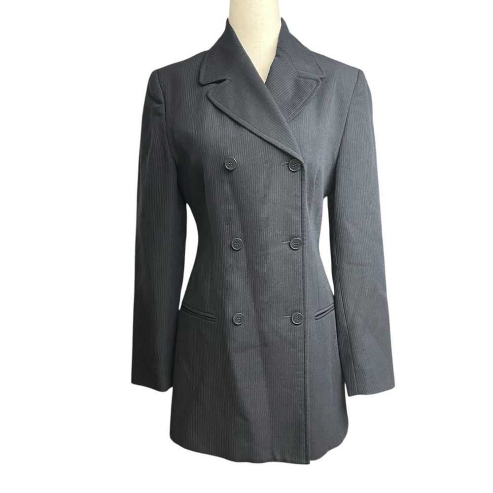 Country Road Vintage Wool Blend Double-Breasted Navy Blue Blazer Dress Size 4